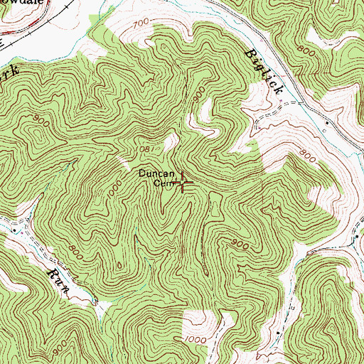 Topographic Map of Duncan Cemetery, WV