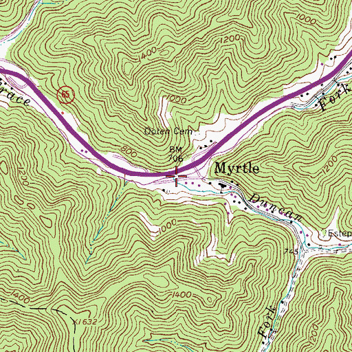 Topographic Map of Duncan Fork, WV