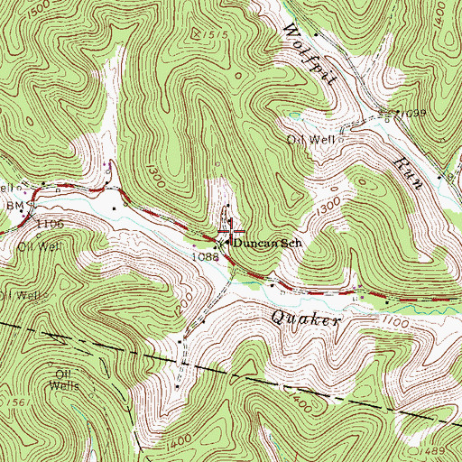 Topographic Map of Duncan School (historical), WV