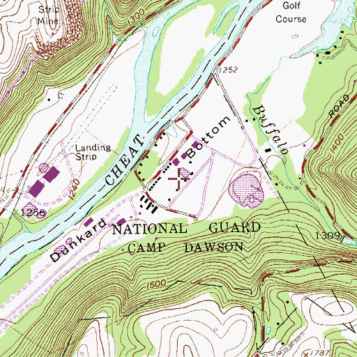Topographic Map of Dunkard Bottom, WV