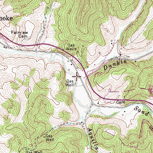 Topographic Map of Dunkin Run, WV