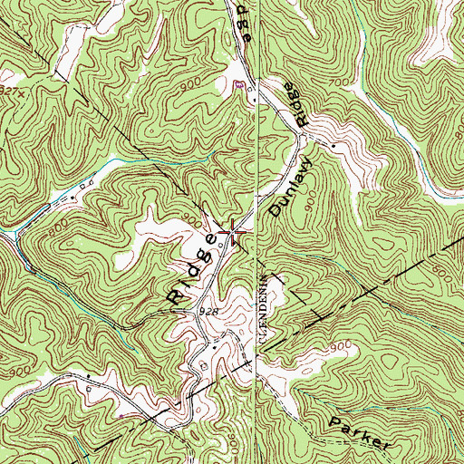 Topographic Map of Dunlavy Ridge, WV