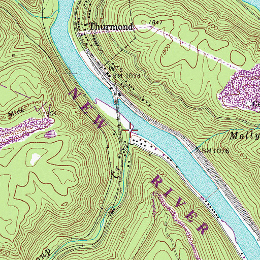 Topographic Map of Dunloup Creek, WV