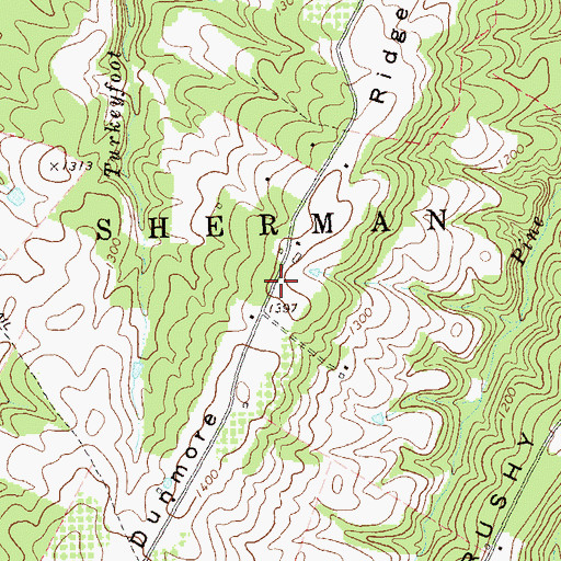 Topographic Map of Dunmore Ridge, WV