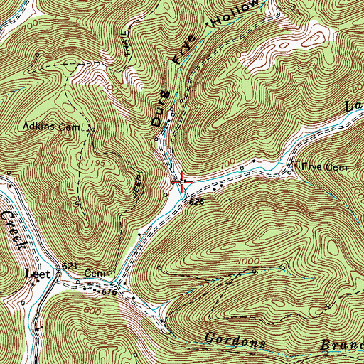 Topographic Map of Durg Frye Hollow, WV