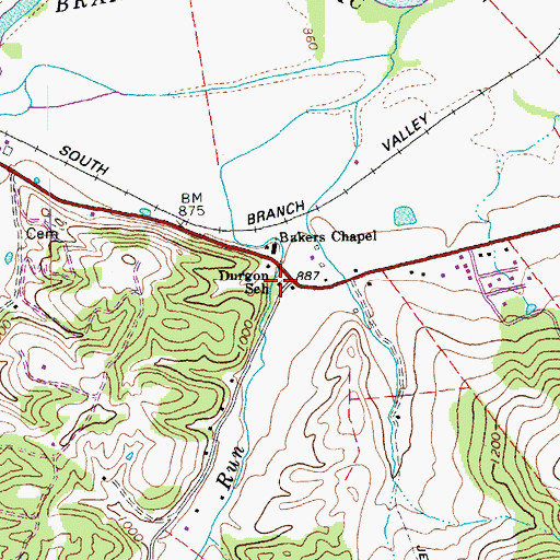 Topographic Map of Durgon School (historical), WV