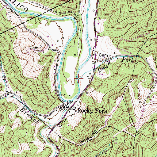 Topographic Map of Dutch Fork, WV