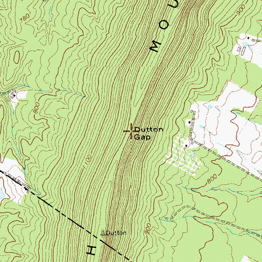Topographic Map of Dutton Gap, WV