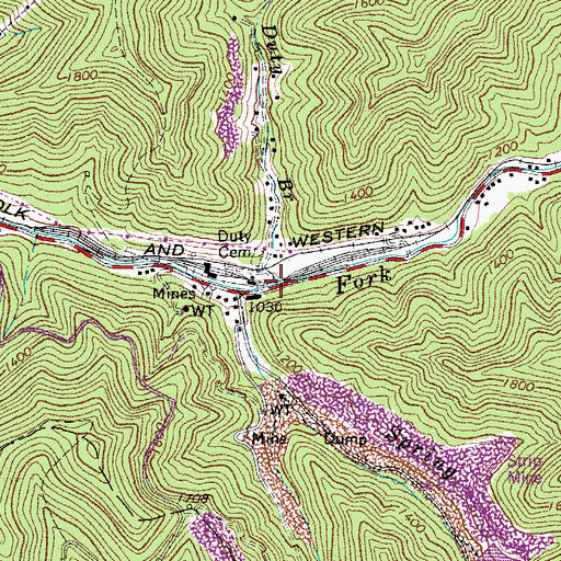 Topographic Map of Duty Branch, WV