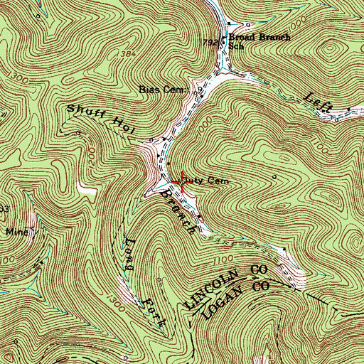 Topographic Map of Duty Cemetery, WV