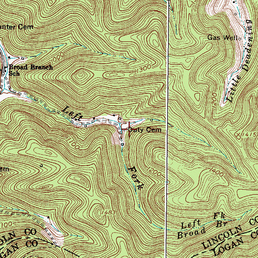 Topographic Map of Duty Cemetery, WV