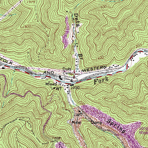 Topographic Map of Duty Cemetery, WV
