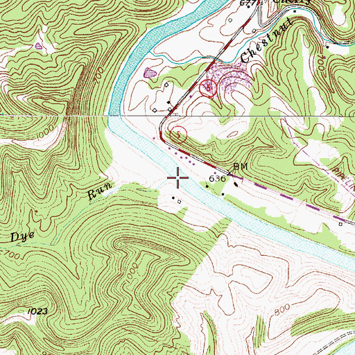 Topographic Map of Dye Run, WV
