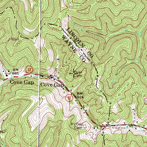 Topographic Map of Dyer Cemetery, WV