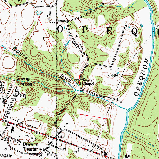 Topographic Map of Eagle Chapel, WV