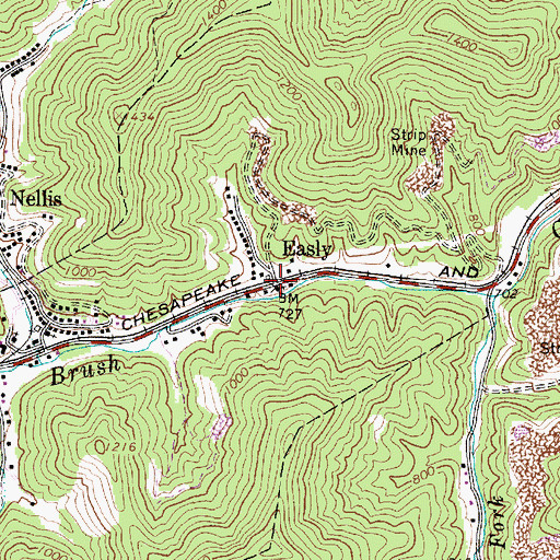 Topographic Map of Easly, WV