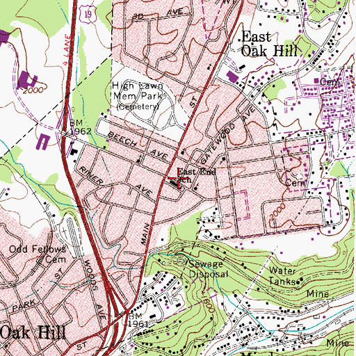 Topographic Map of East End School (historical), WV
