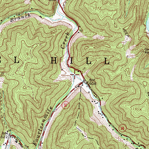Topographic Map of East Fork Fourteenmile Creek, WV