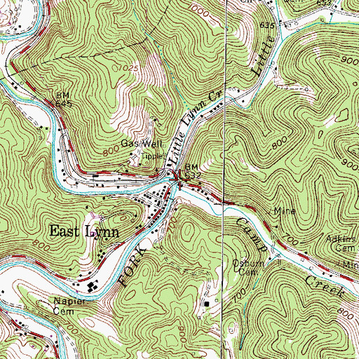 Topographic Map of East Lynn, WV