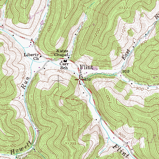 Topographic Map of East Run, WV