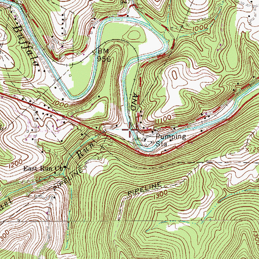 Topographic Map of East Run, WV