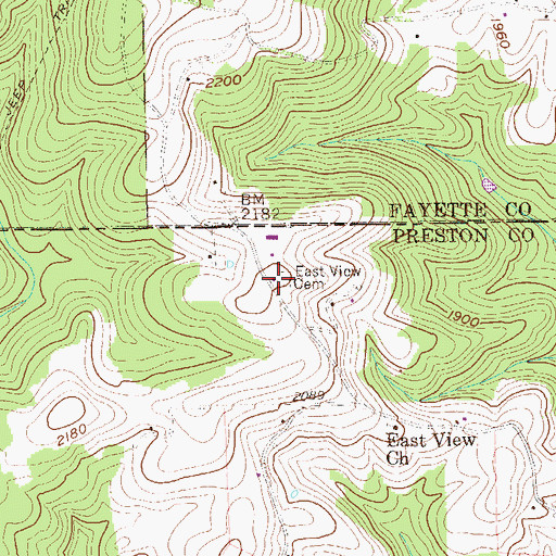 Topographic Map of East View Cemetery, WV