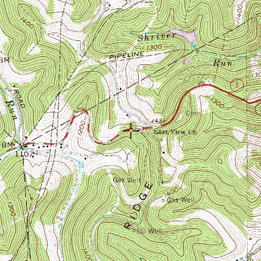 Topographic Map of East View Church, WV