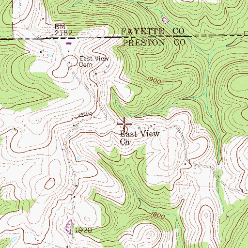 Topographic Map of East View Church, WV