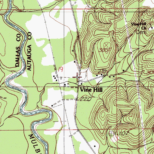 Topographic Map of Vine Hill, AL