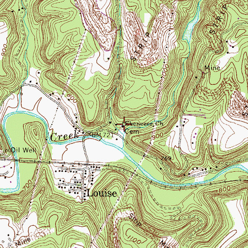 Topographic Map of Ebenezer Church, WV