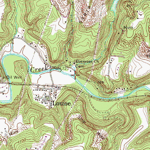 Topographic Map of Ebenezer Run, WV