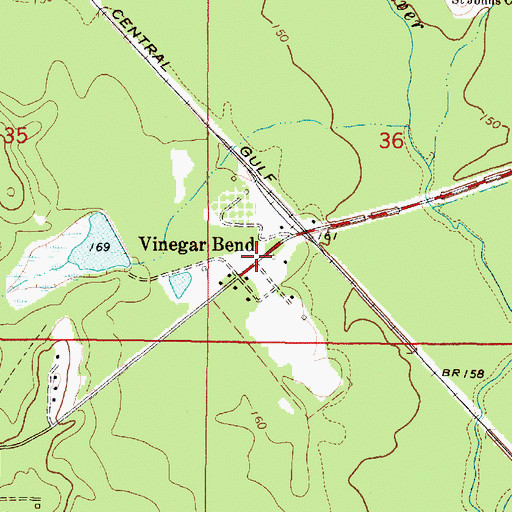 Topographic Map of Vinegar Bend, AL