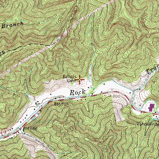 Topographic Map of Echols Cemetery, WV
