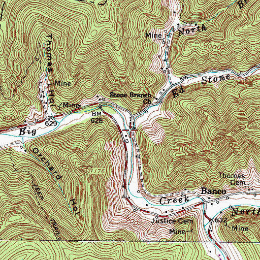 Topographic Map of Ed Stone Branch, WV
