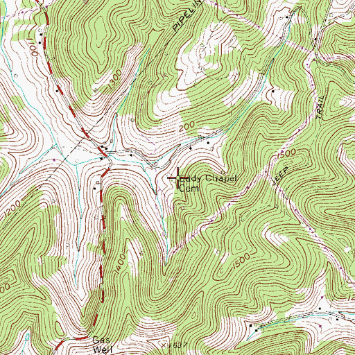 Topographic Map of Eddy Chapel Cemetery, WV
