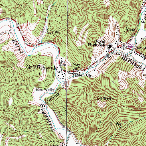 Topographic Map of Eden Church, WV