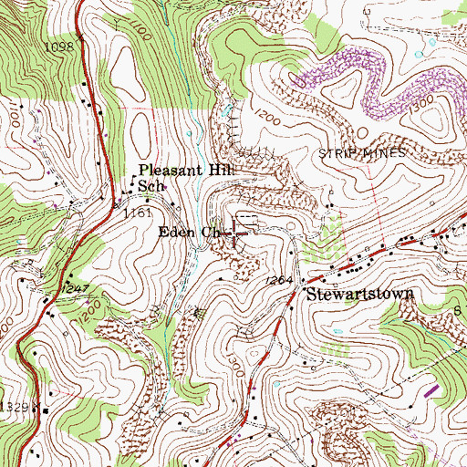 Topographic Map of Eden United Methodist Church, WV