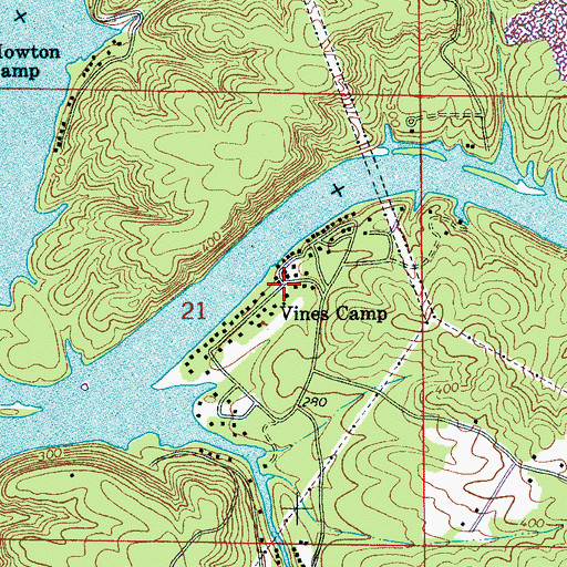 Topographic Map of Vines Camp, AL