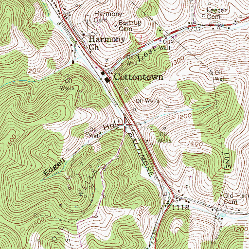Topographic Map of Edgell Hollow, WV