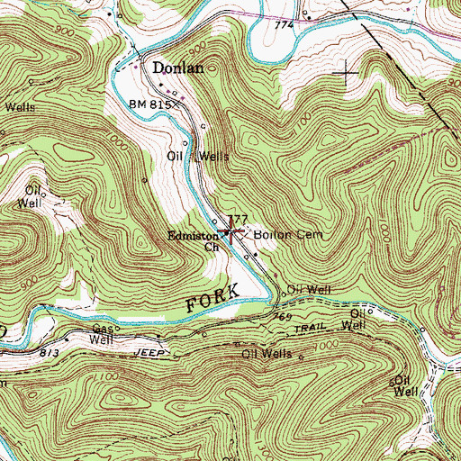 Topographic Map of Edmiston Church, WV