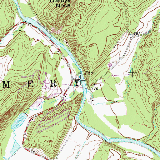 Topographic Map of Edwards Run, WV