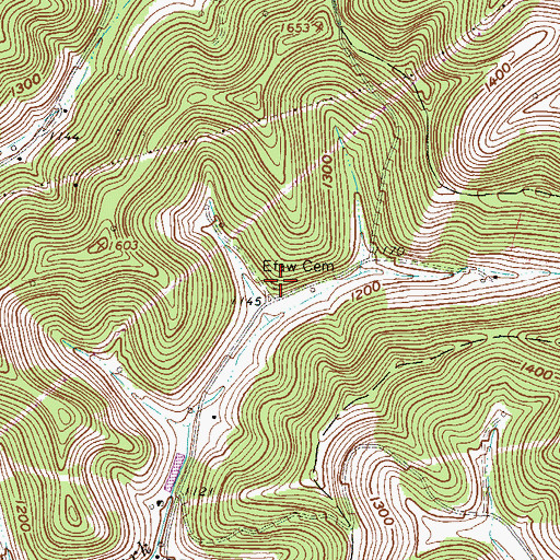 Topographic Map of Efaw Cemetery, WV