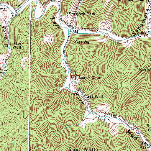 Topographic Map of Egnor Cemetery, WV