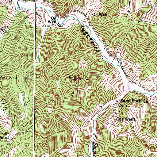 Topographic Map of Egnor Cemetery, WV