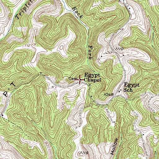 Topographic Map of Egypt Chapel United Methodist Church, WV