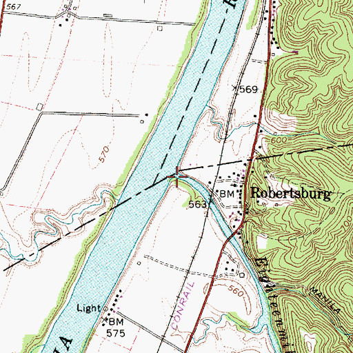 Topographic Map of Eighteenmile Creek, WV