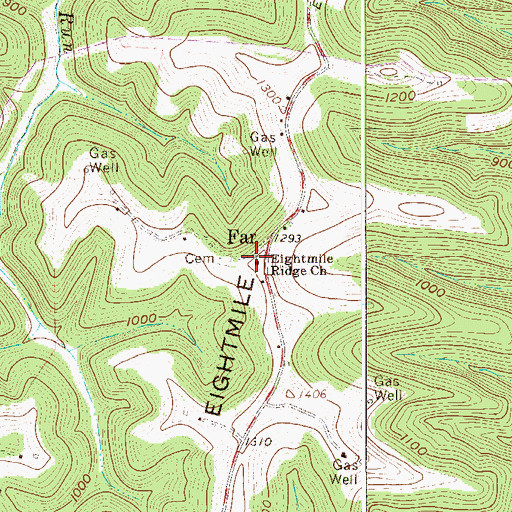 Topographic Map of Eightmile Ridge Church, WV
