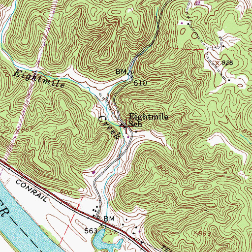 Topographic Map of Eightmile School (historical), WV