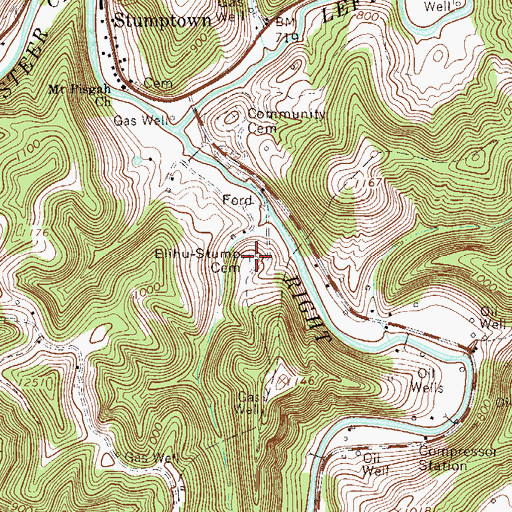 Topographic Map of Elihu-Stump Cemetery, WV