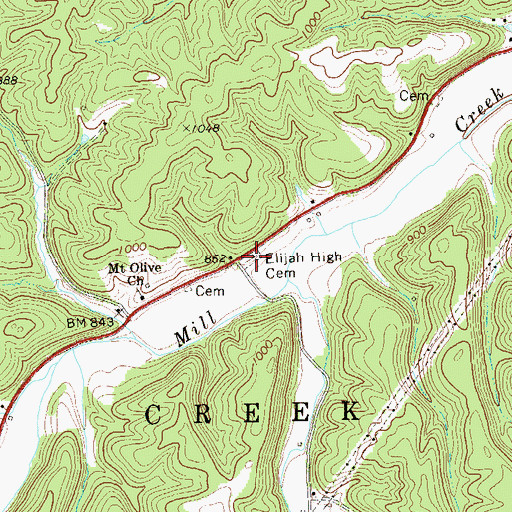 Topographic Map of Elijah High Cemetery, WV